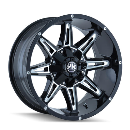 Mayhem Rampage 8090 Series Gloss Black Wheels with Milled Spokes 8090-8976M18