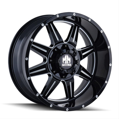 Mayhem Monstir 8100 Series Gloss Black Wheels with Milled Spokes 8100-22137M